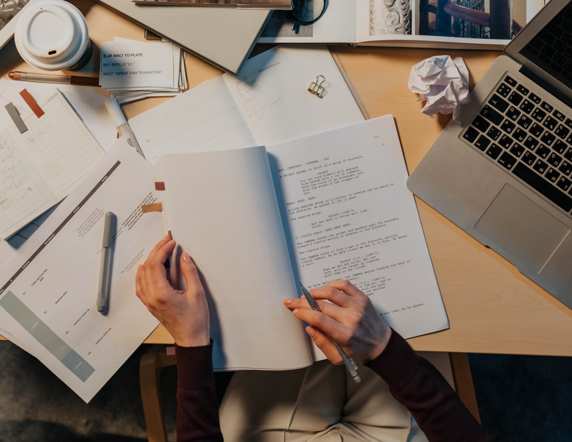 Person reviewing a paper